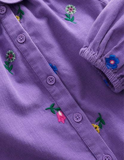 Embroidered Cord Shirt-Aster Purple Floral