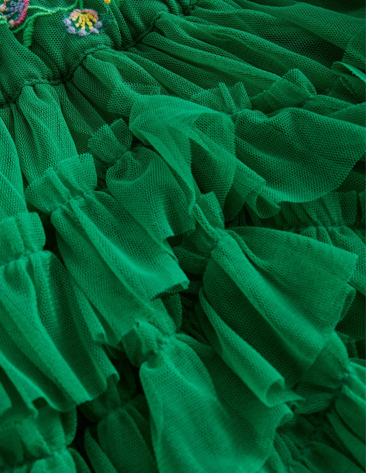 Ruffle Tulle Skirt-Veridian Green
