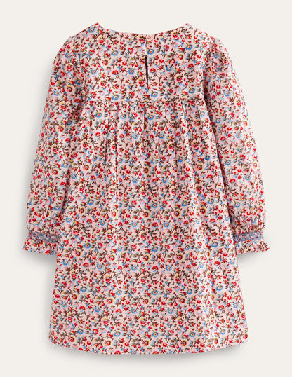 Cord Smocked Dress-Light Pink Bramble