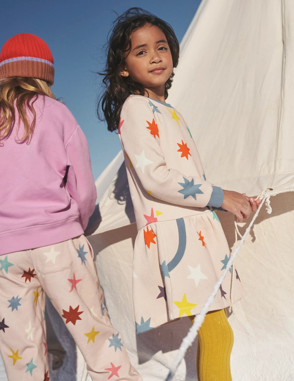 Cosy Printed Sweatshirt Dress-Sandpiper Multi Star