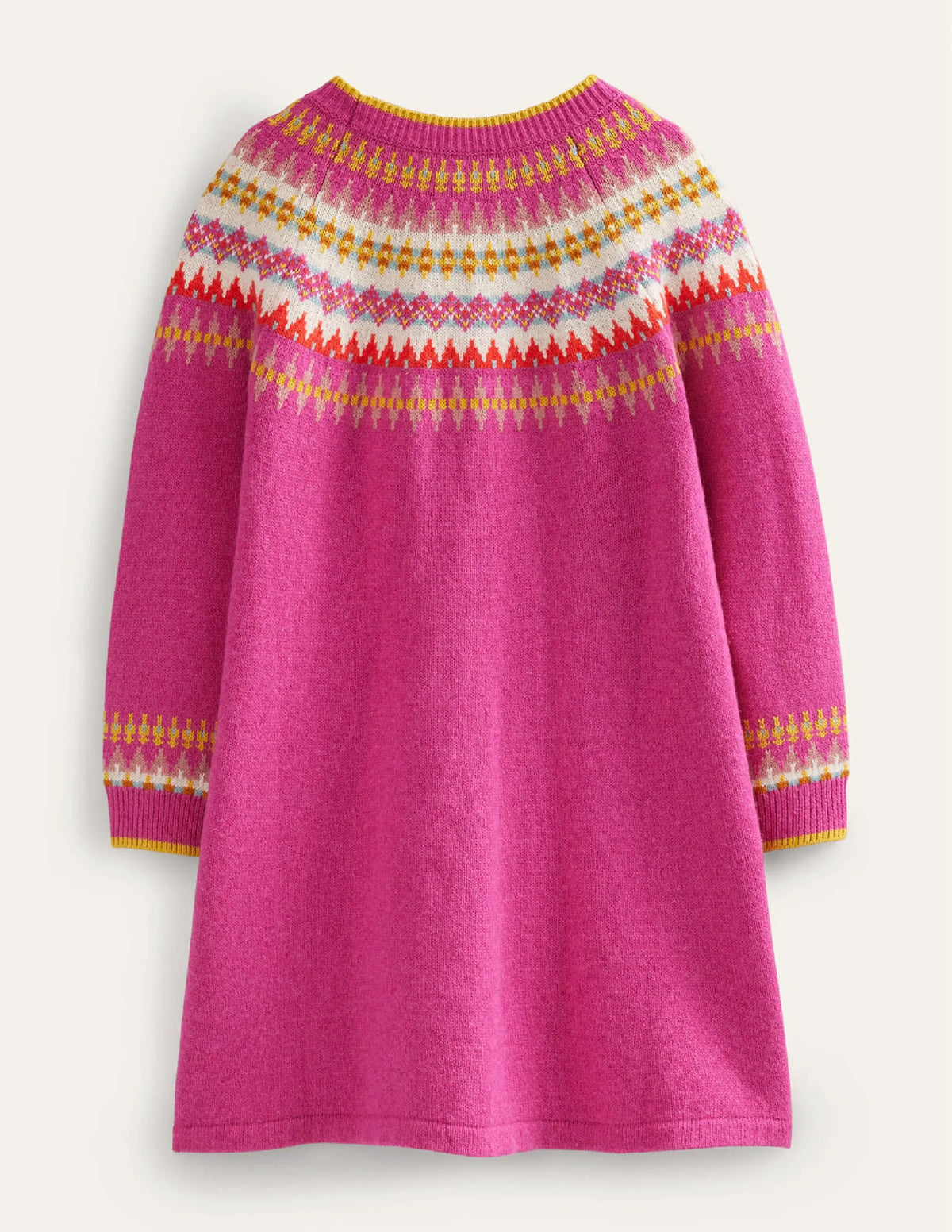 Fair Isle Sweater Dress-Mid Pink Fair Isle