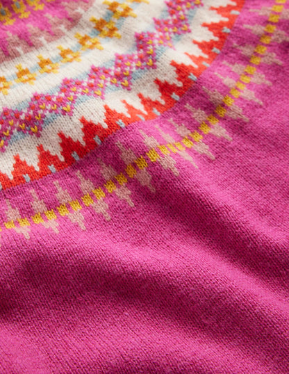 Fair Isle Sweater Dress-Mid Pink Fair Isle