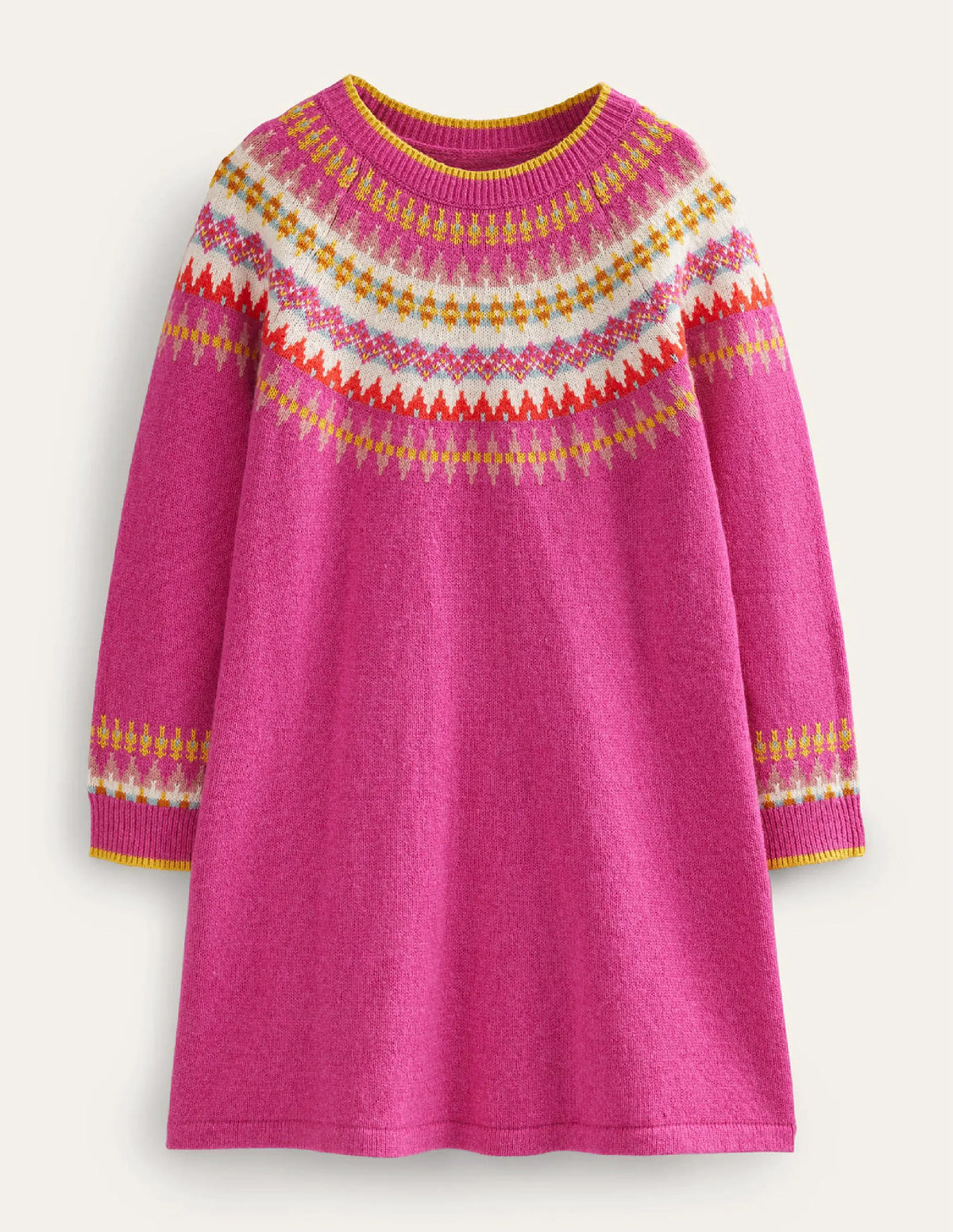 Fair Isle Sweater Dress-Mid Pink Fair Isle
