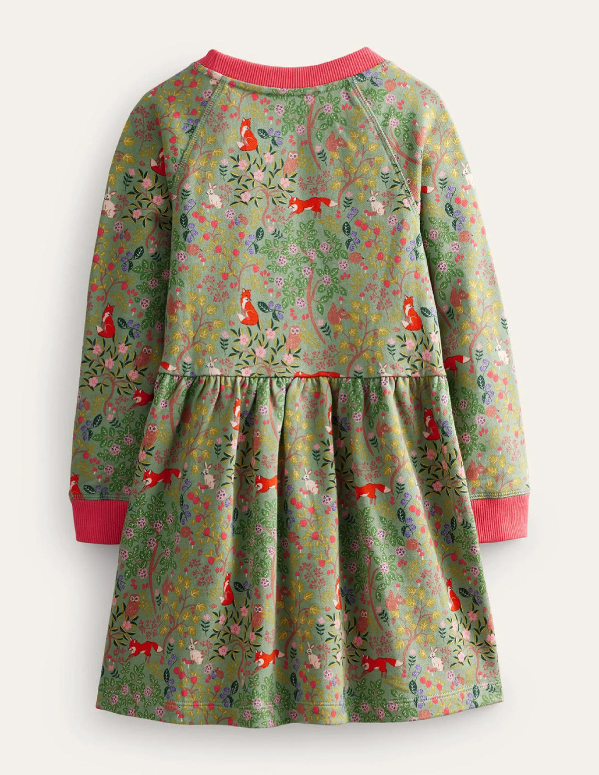 Printed Sweatshirt Dress-Green Smoke Woodland