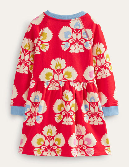 Printed Sweatshirt Dress-Strawberry Tart Woodblock