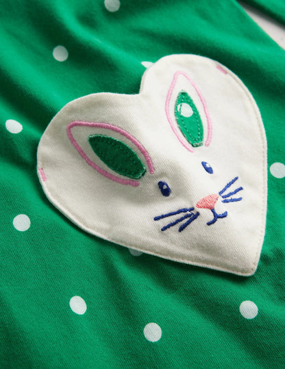 Collared Pocket Tunic-Veridian Green Spot Bunny