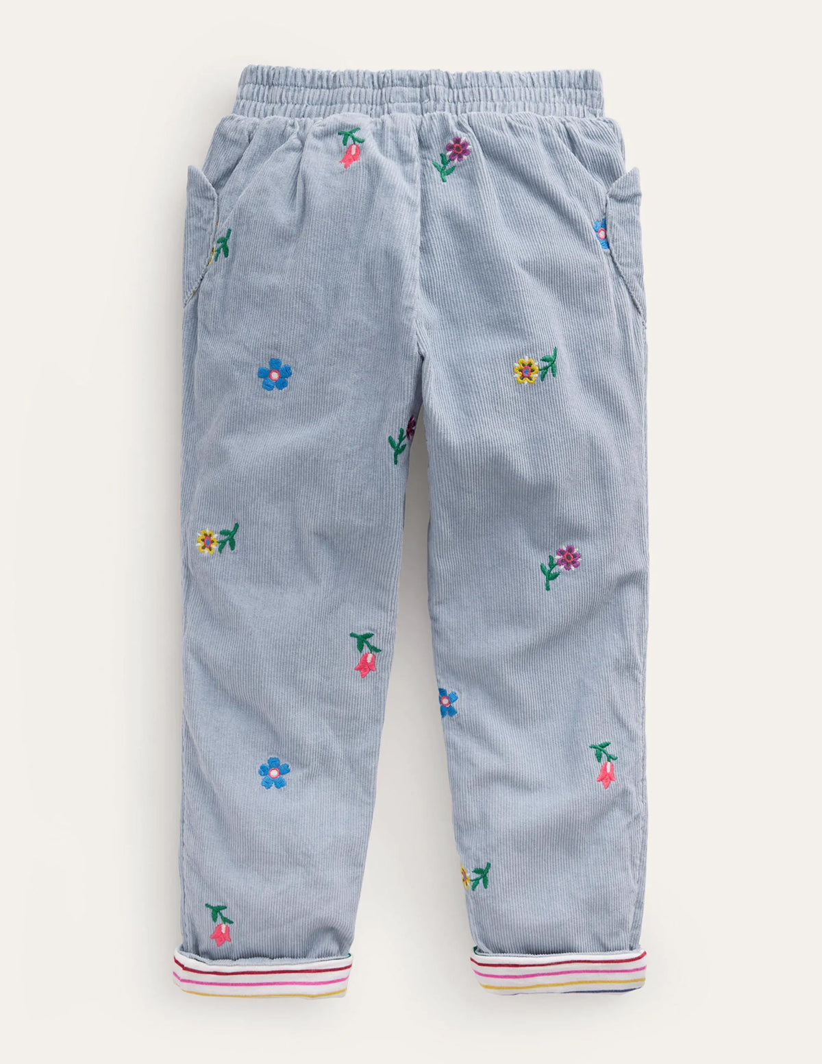Lined Pull-on Cord Pants-Pebble Blue