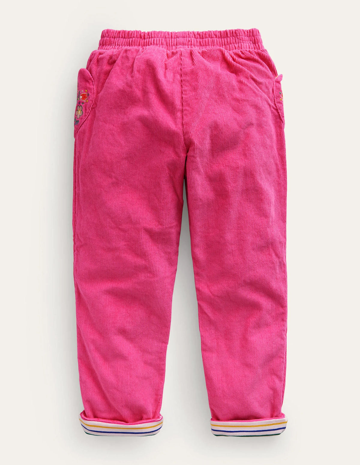 Lined Pull-on Cord Pants-Mid Pink