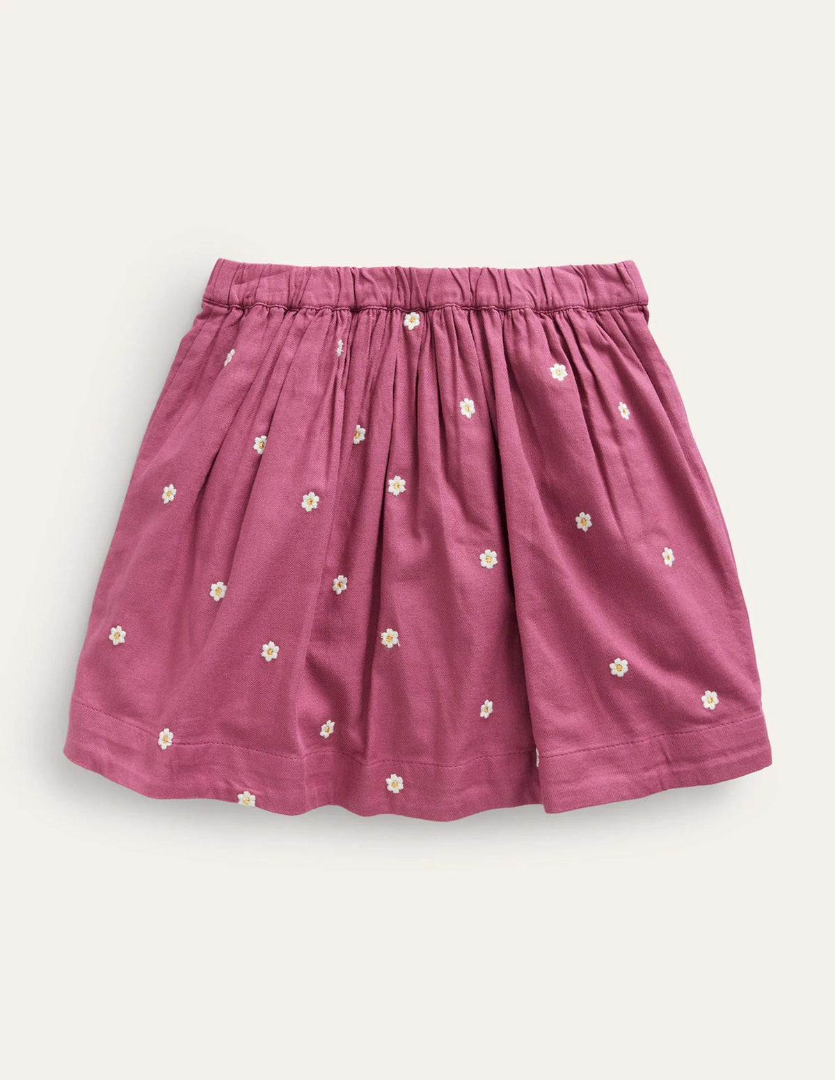 Embroidered Twirly Skirt-Teacup Pink Daisy