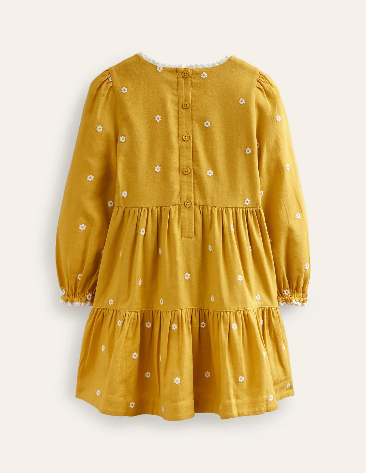 Embroidered twirly Dress-Honeycomb Yellow Daisy