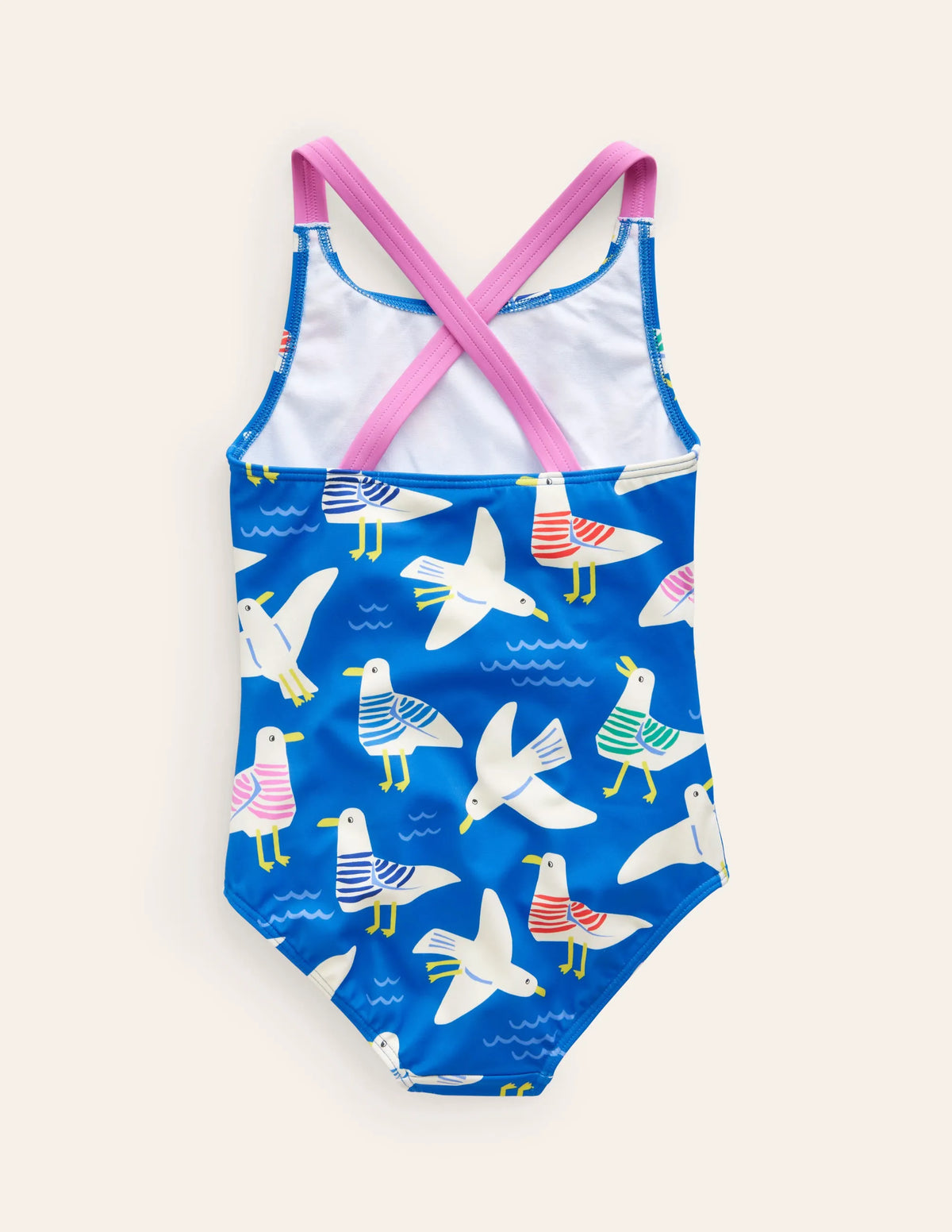 Cross-back Printed Swimsuit-Directoire Blue Seagulls