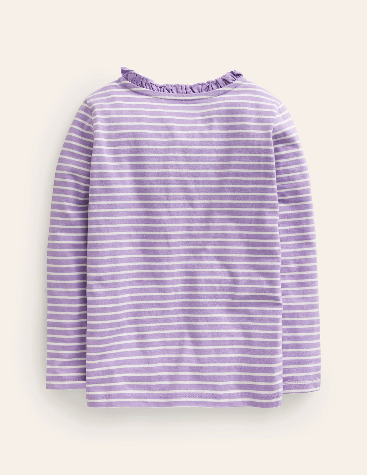 Henley Ruffle Breton Top-Ivory/Purple