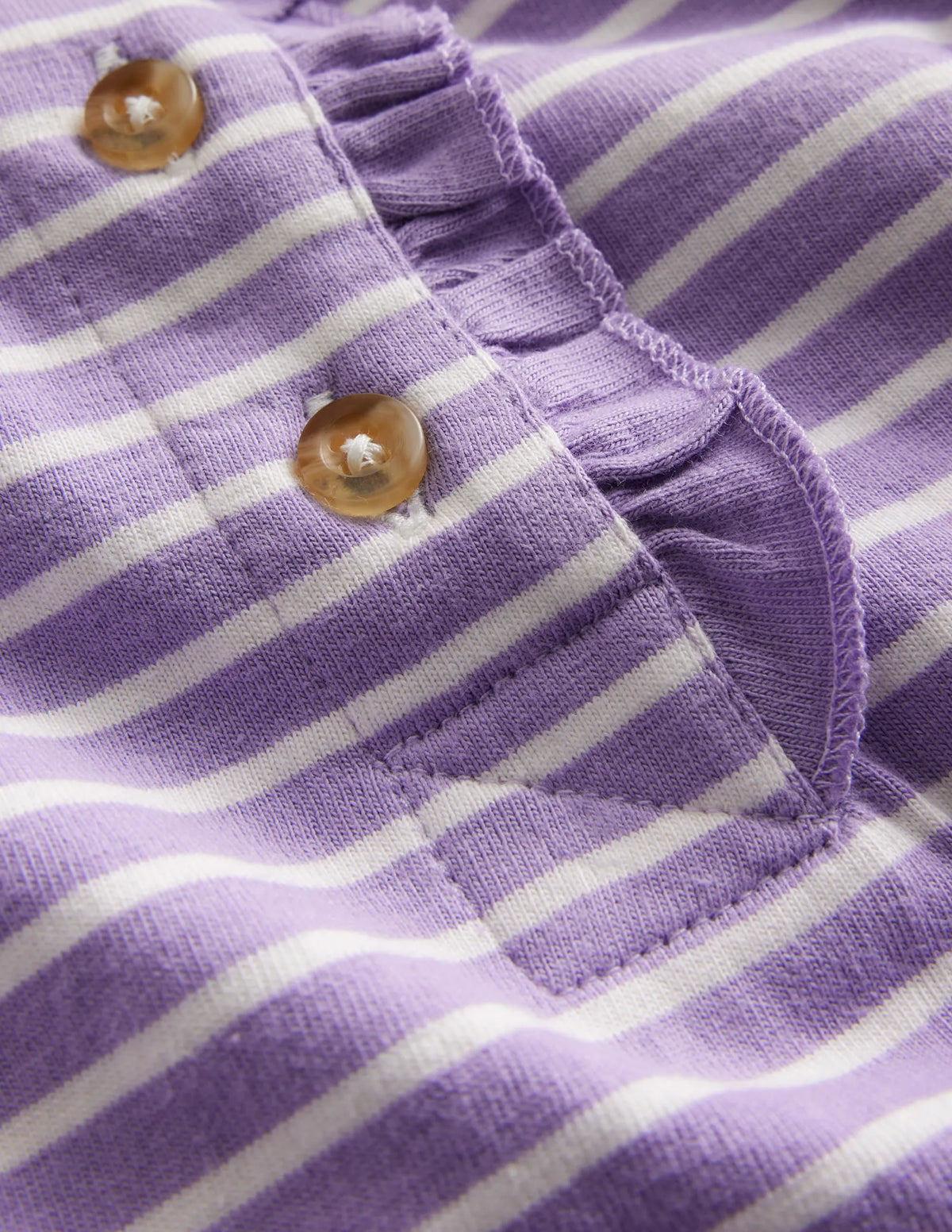 Henley Ruffle Breton Top-Ivory/Purple