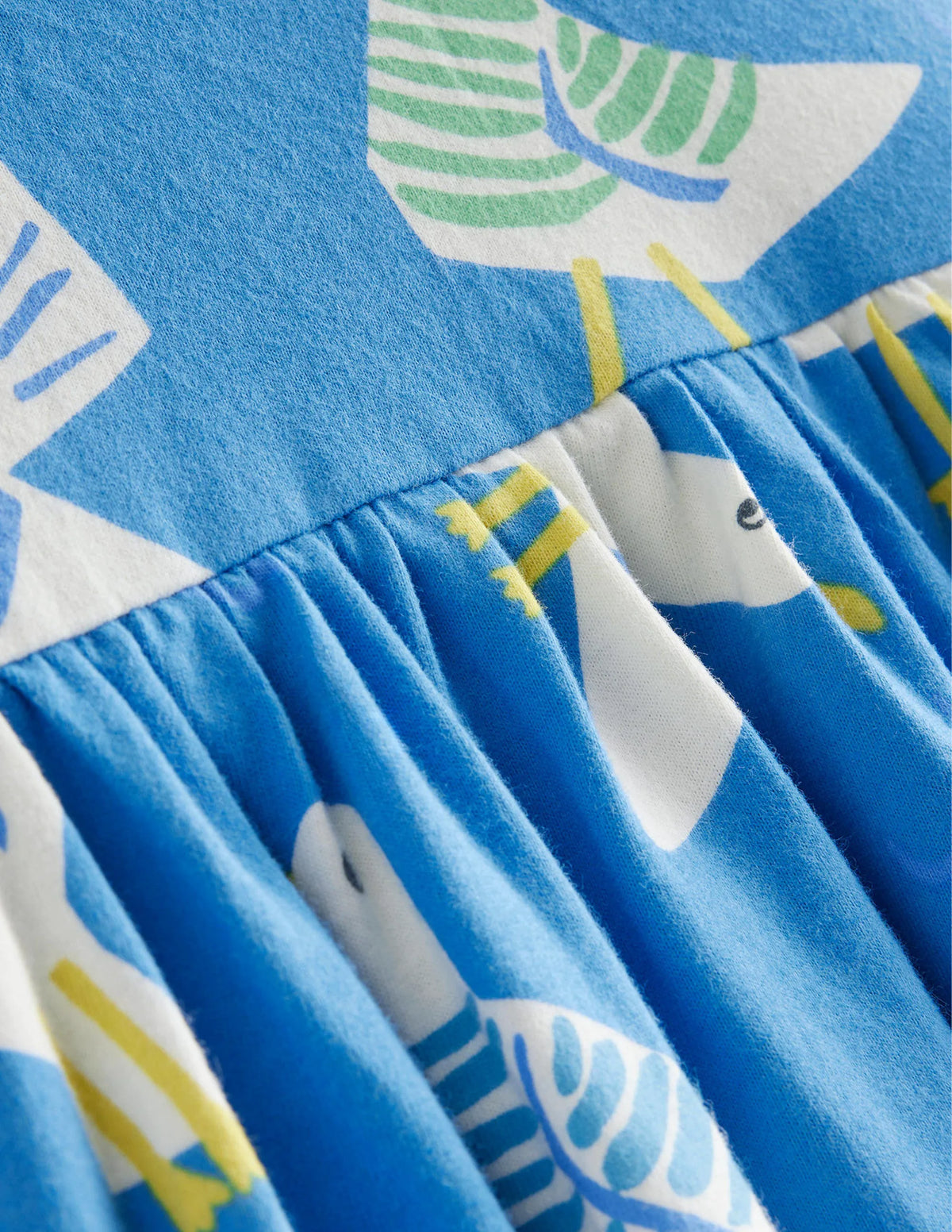 Short-sleeved Fun Jersey Dress-Blue Seagulls