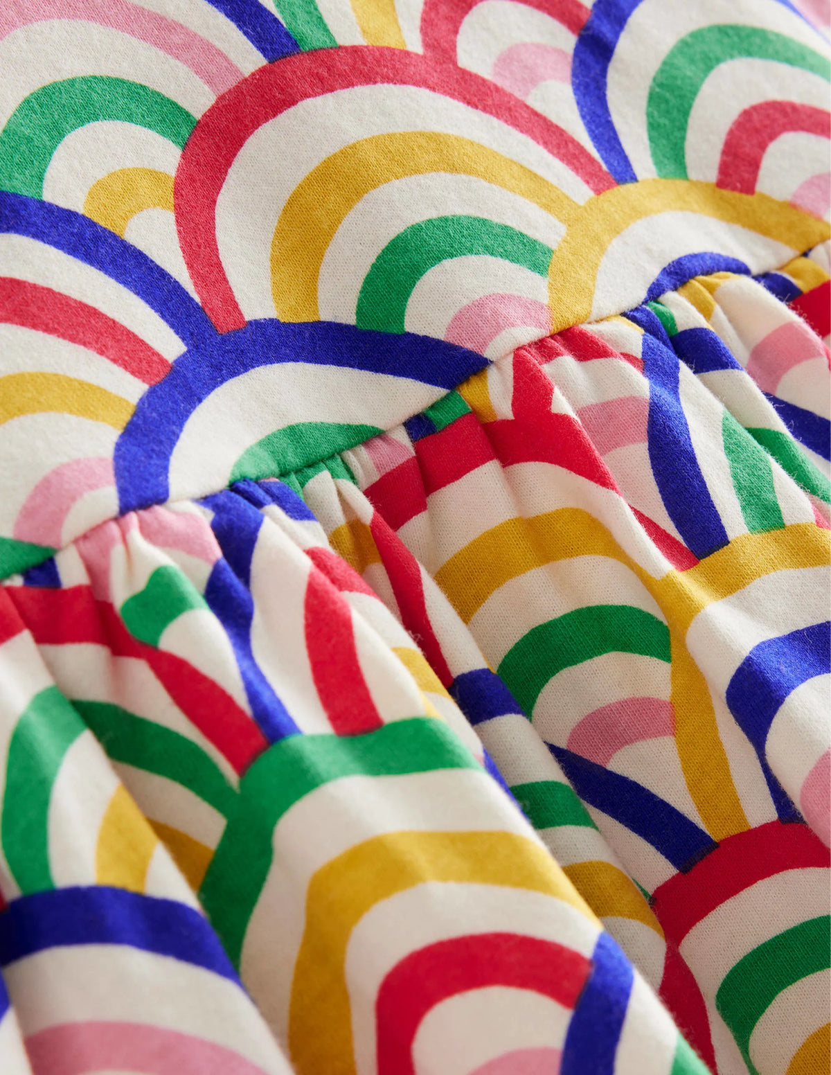 Short-sleeved Fun Jersey Dress-Ivory Multi Rainbow