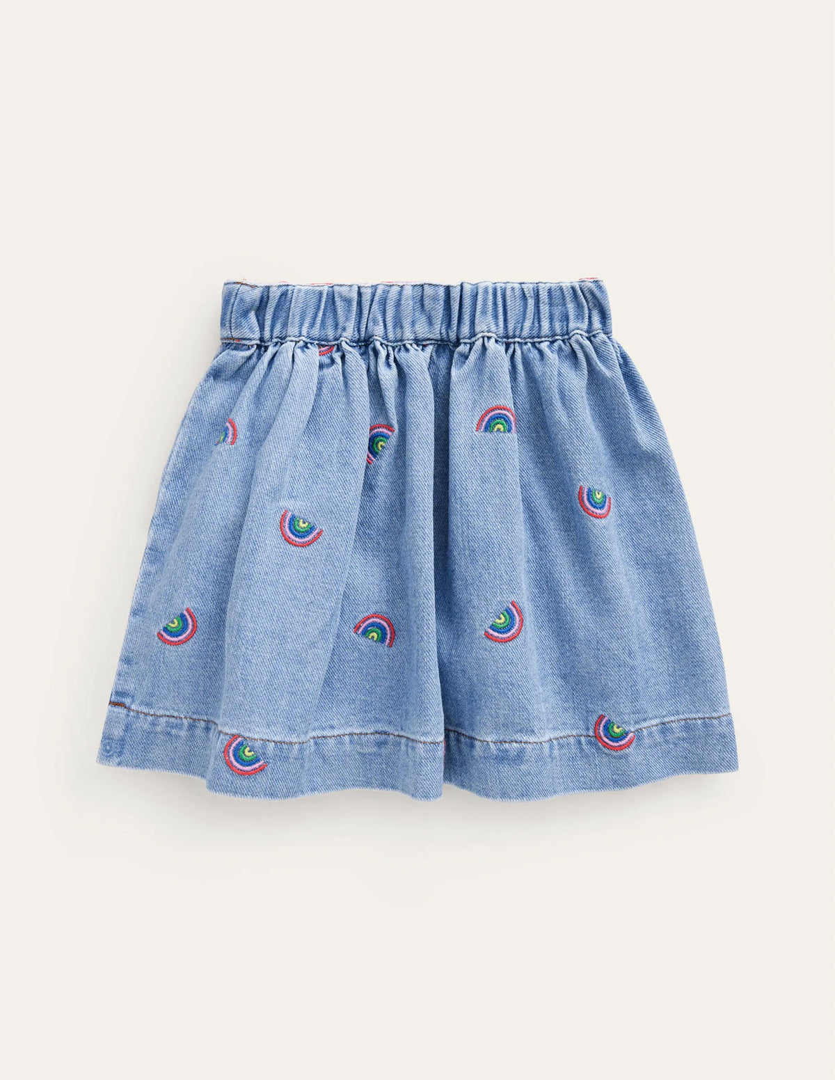 Button Through Twirly Skirt-Scattered Rainbow Embroidery