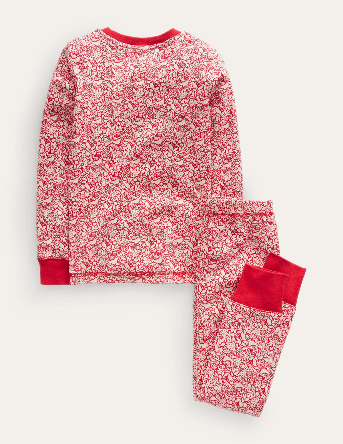 Snug Long John Pajamas-Rockabilly Red Robins
