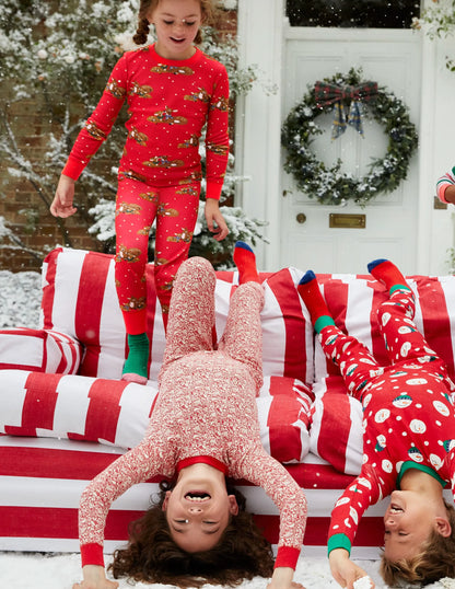 Snug Long John Pajamas-Rockabilly Red Robins