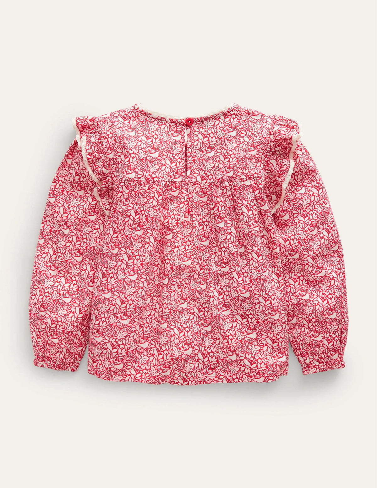 Smocked Ruffle Blouse-Rockability Red Robins