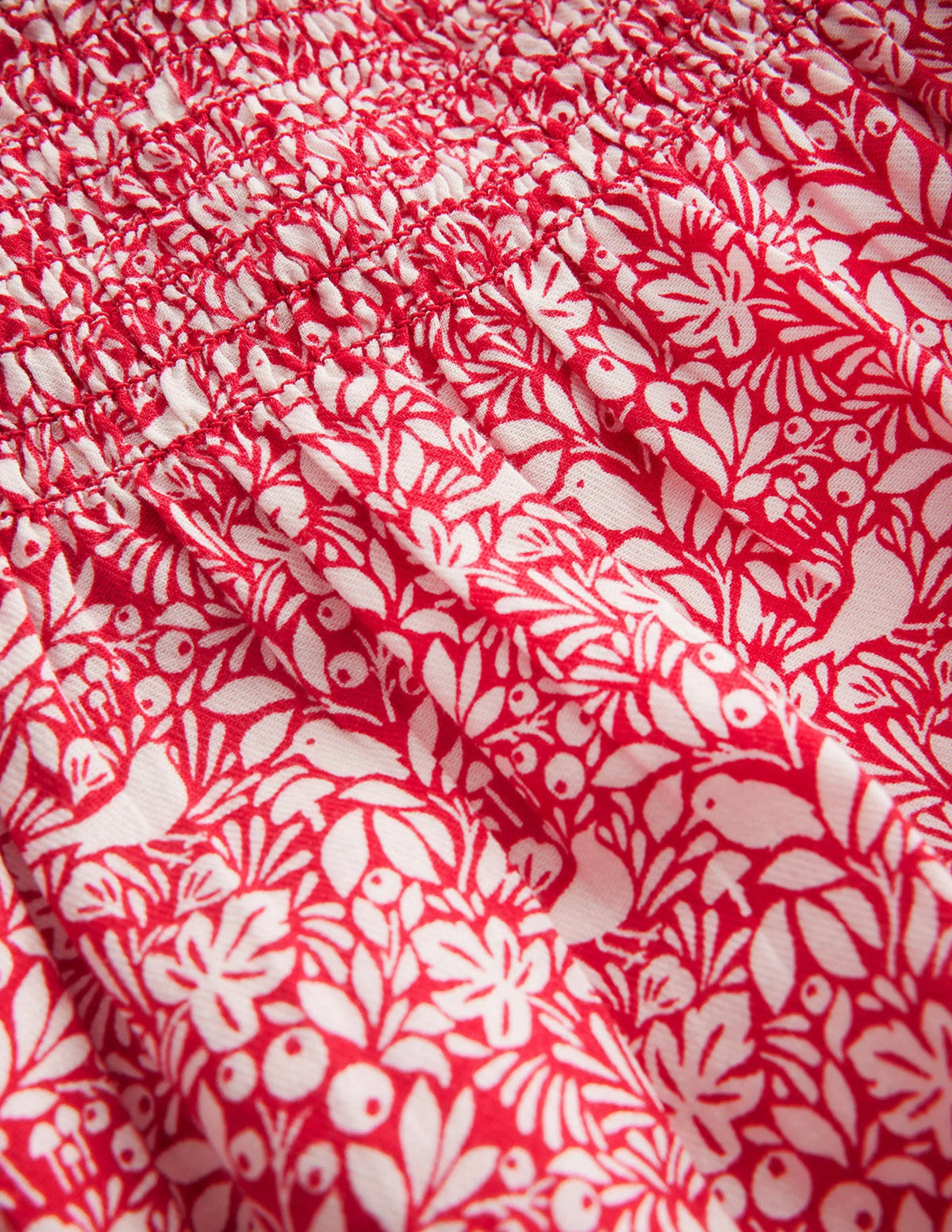 Smocked Ruffle Blouse-Rockability Red Robins