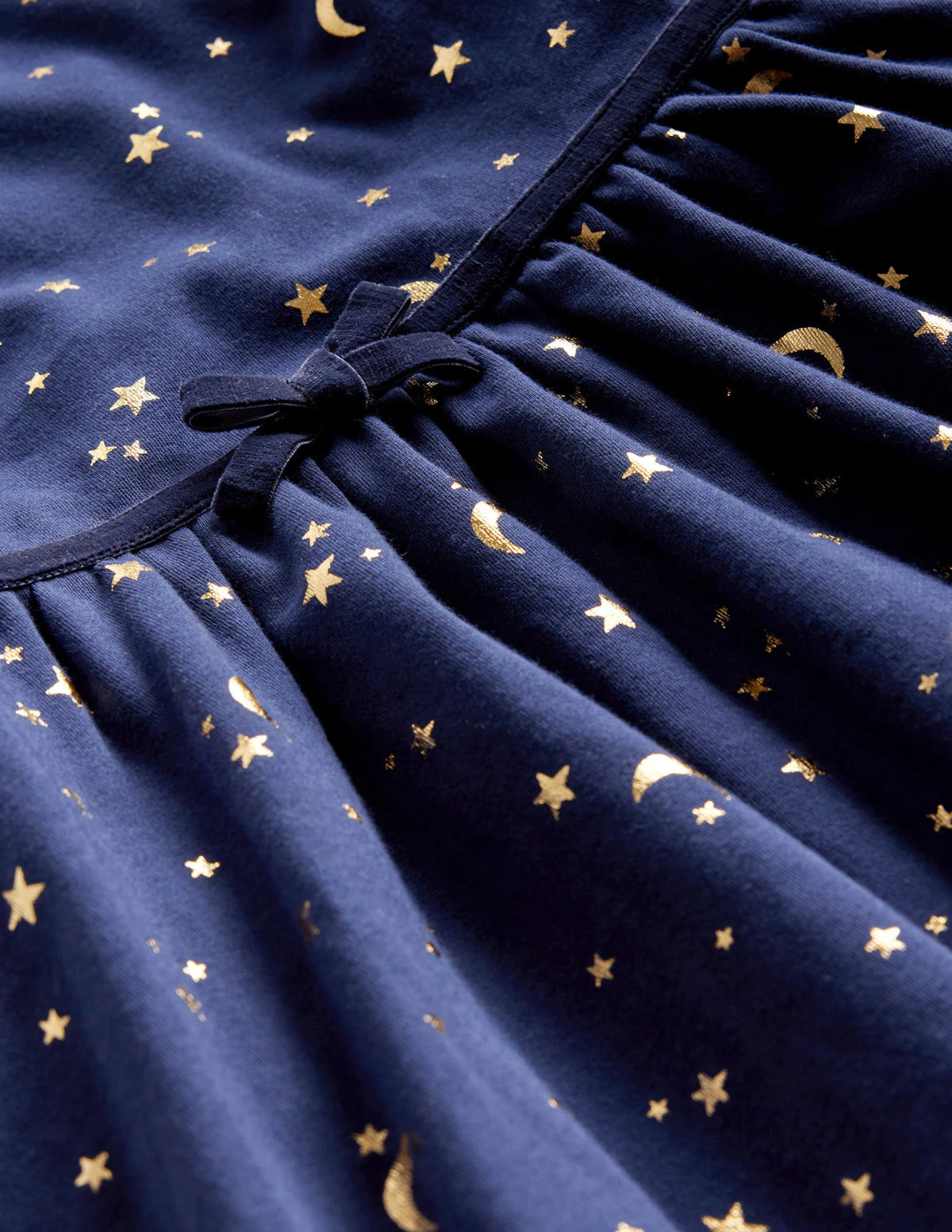 Collared Twirly Dress-College Navy Gold Foil Star