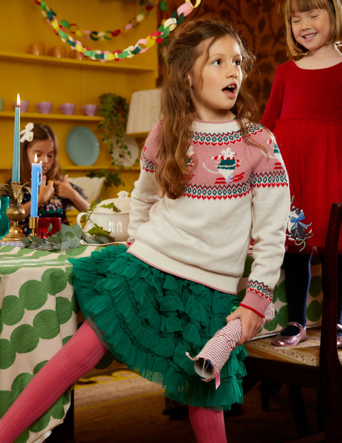 Ruffle Tulle Skirt-Veridian Green