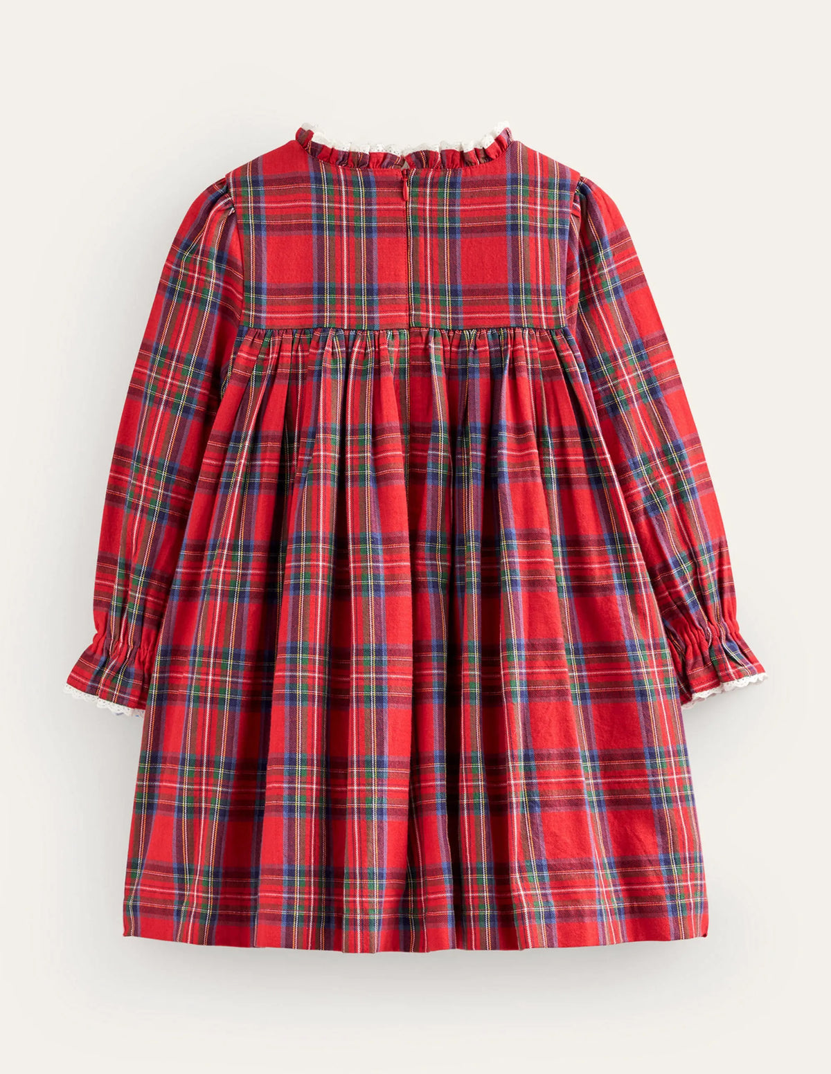 Smocked Heritage Check Dress-Red / Blue Check