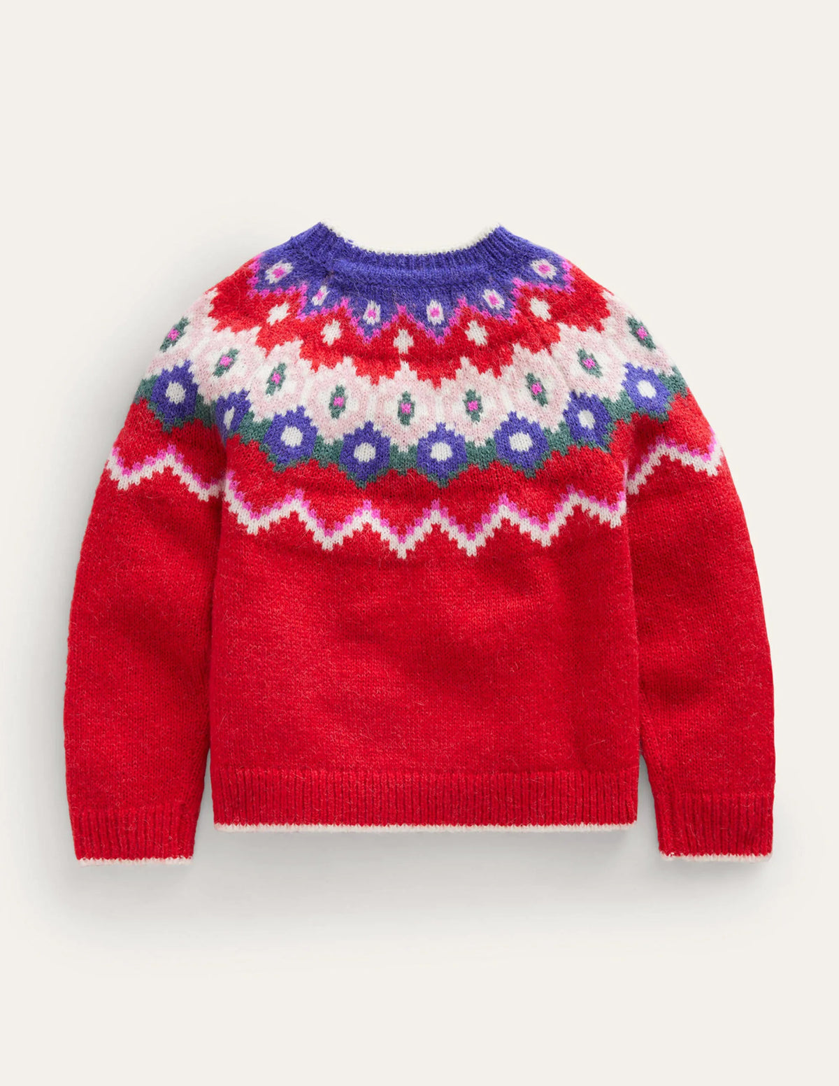 Cosy Fair Isle Sweater-Jam Red