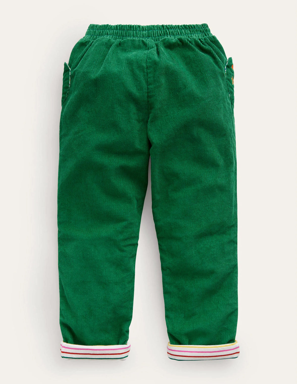 Lined Pull-on Cord Pants-Deep Green