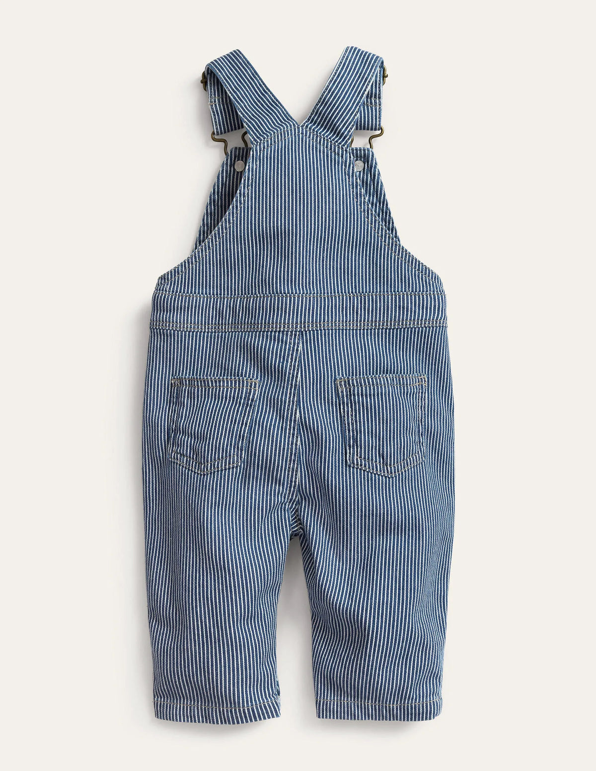 Patch Pocket Overalls-Medium Indigo Ticking