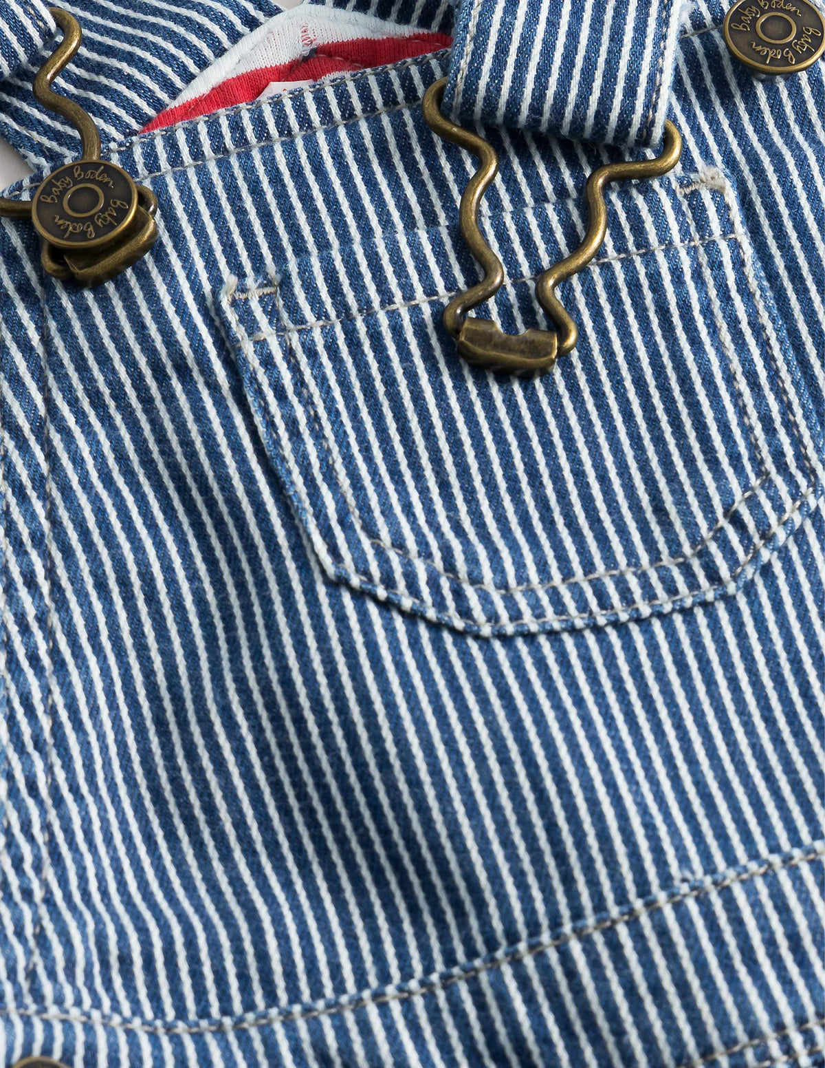 Patch Pocket Overalls-Medium Indigo Ticking