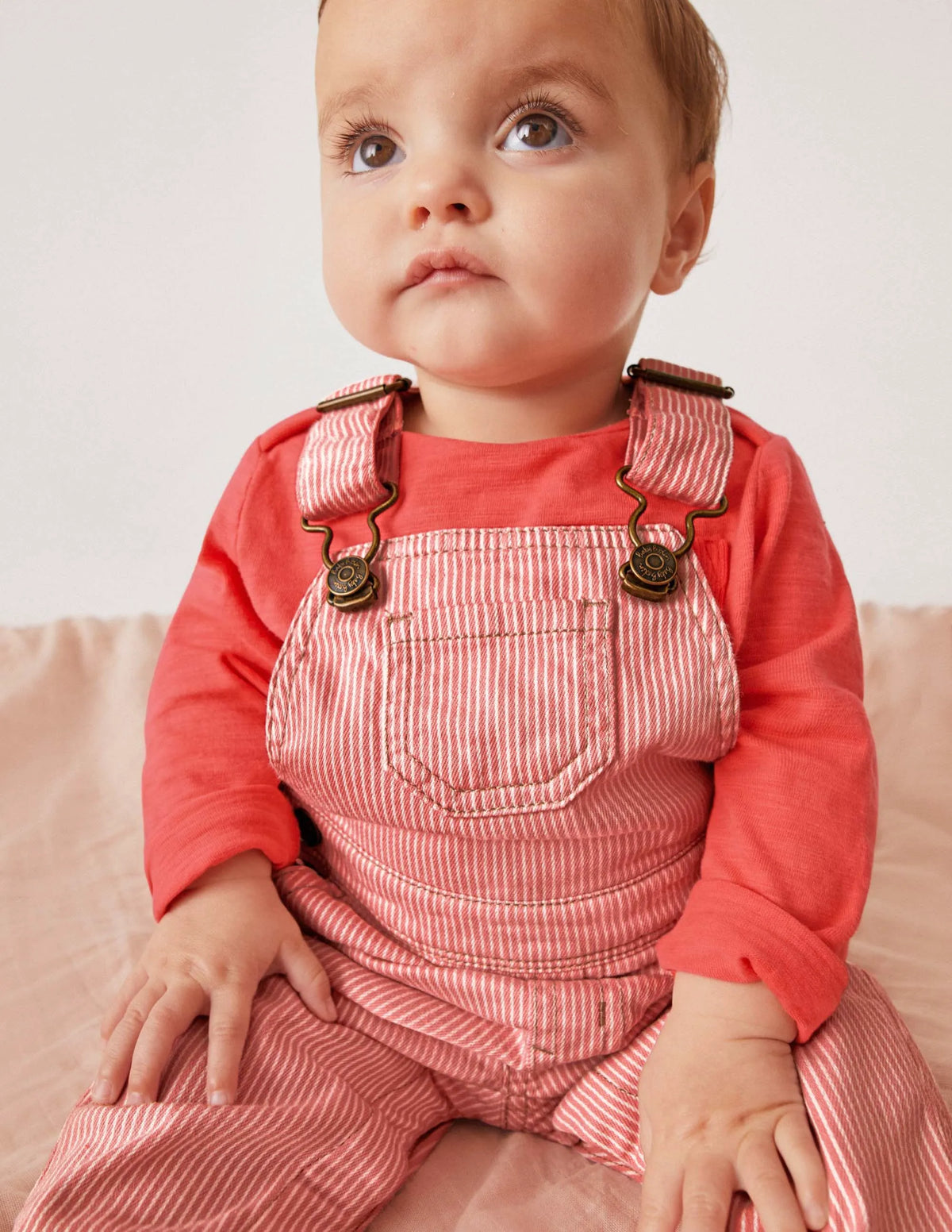 Patch Pocket Overalls-Boto Pink Ticking