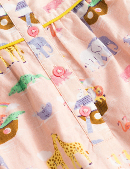 Ruffle Printed Rompers-Provence Dusty Pink Animals