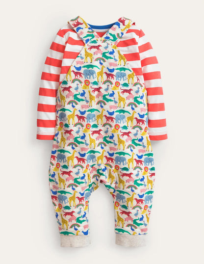 Jersey Overall Set-Oatmeal Marl Micro Animals