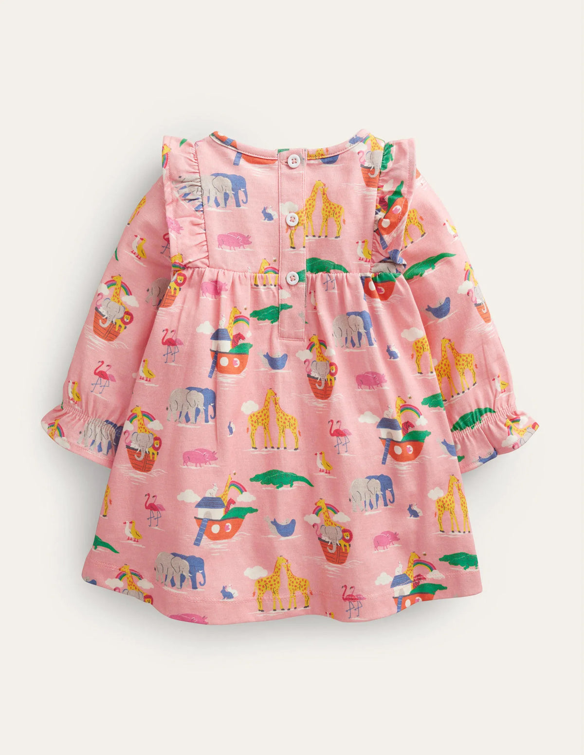 Printed Jersey Dress-Provence Pink Dusty Animals