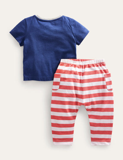 Appliqué Top and Bottom Set-Navy Frog