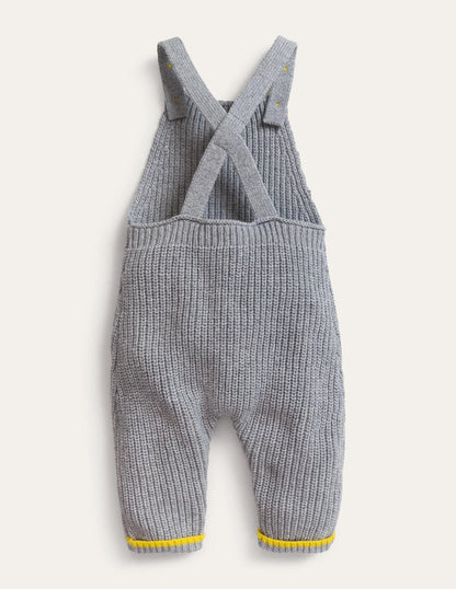 Knitted Dungarees-Grey Marl