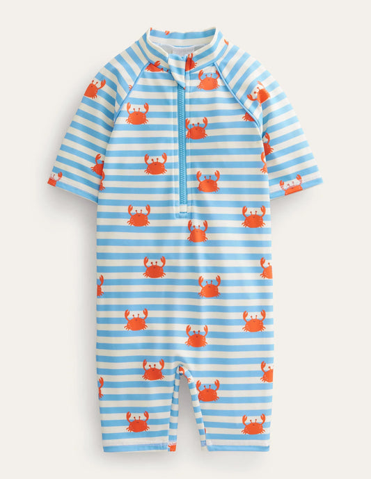 Printed Surf Suit-Bonnie Blue Crab Stripe