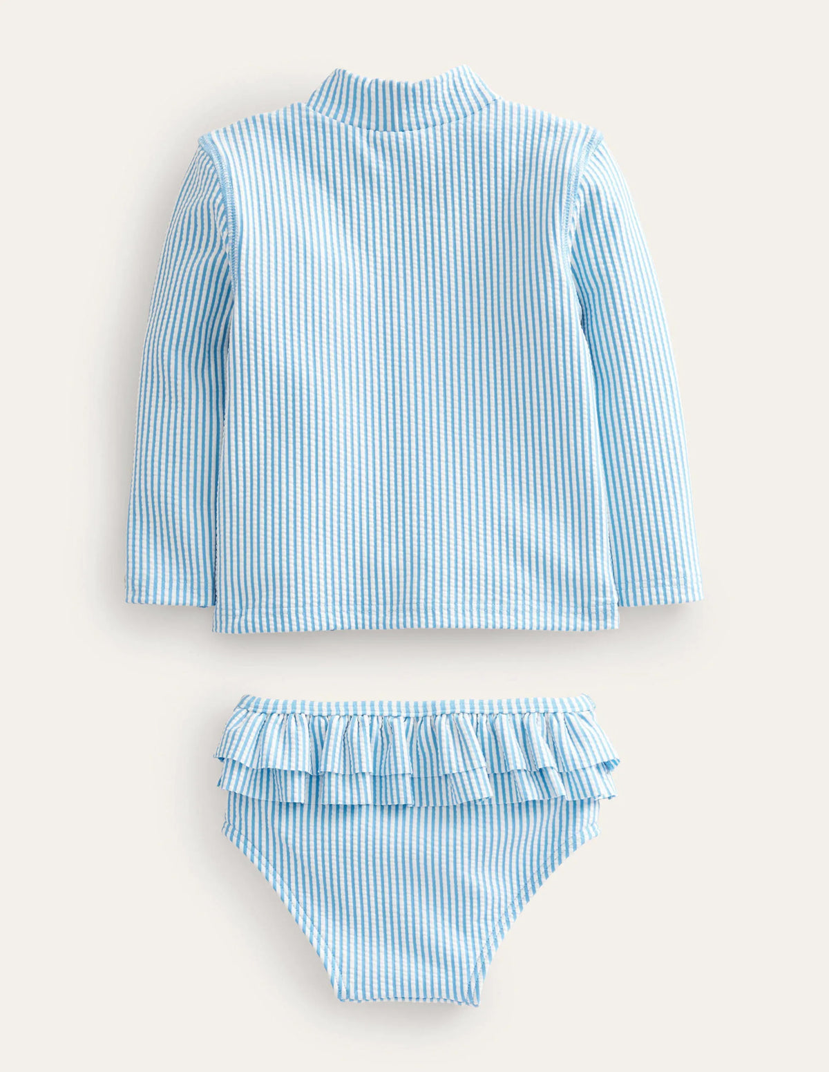 Frilly Rash Vest Set-Surfboard Blue, Ivory Stripe