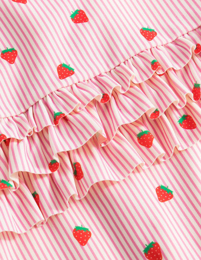 Frilly Sun-safe Surfsuit-Pink Ivory Stripe