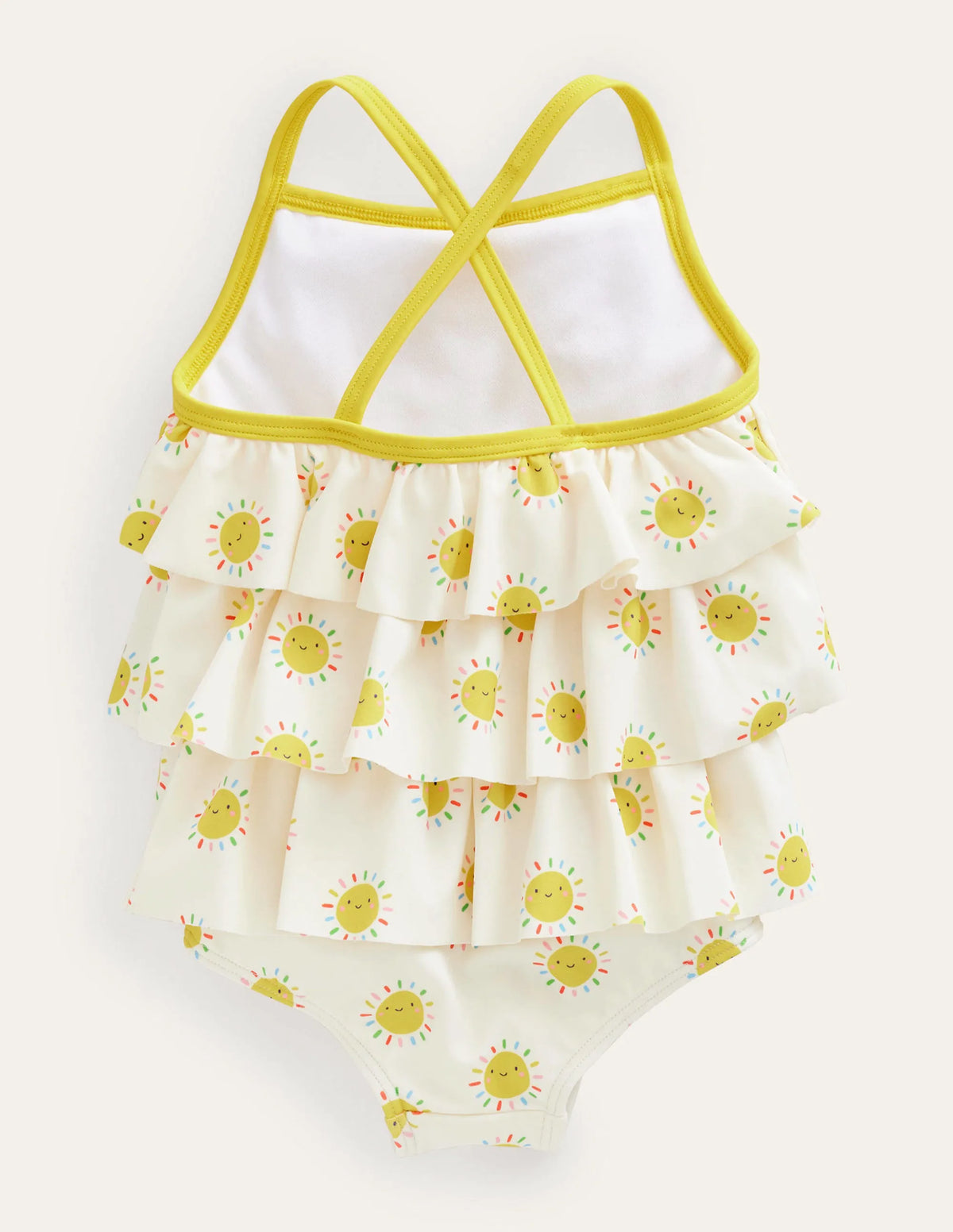 Tiered Frilly Swimsuit-Multi Rainbow Suns