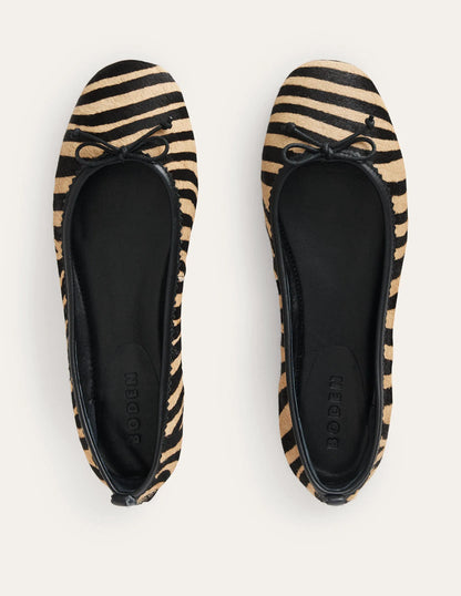 Kitty Flexi Sole Ballet Flats-Zebra Pony Hair