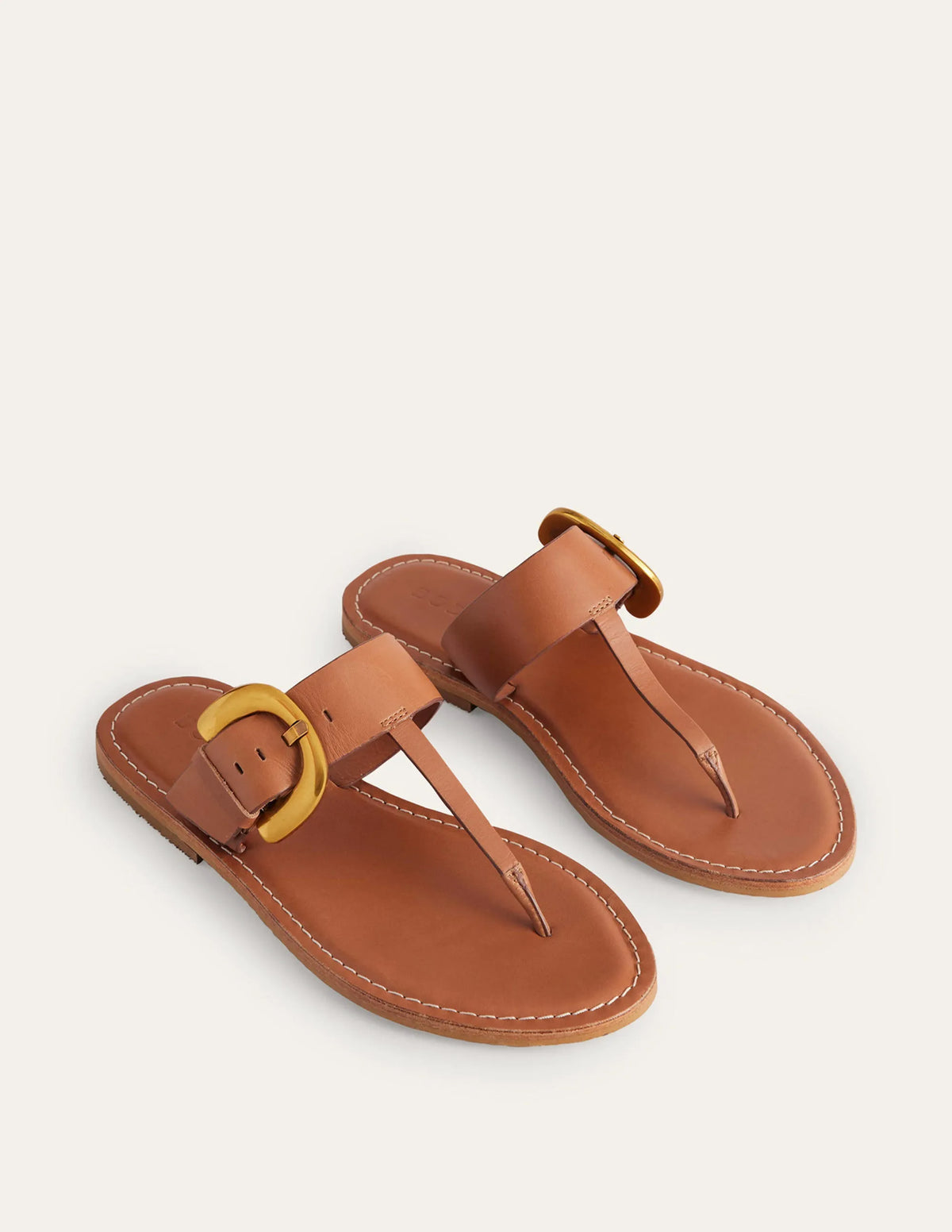 Buckled Toe-Post Sandals-Tan