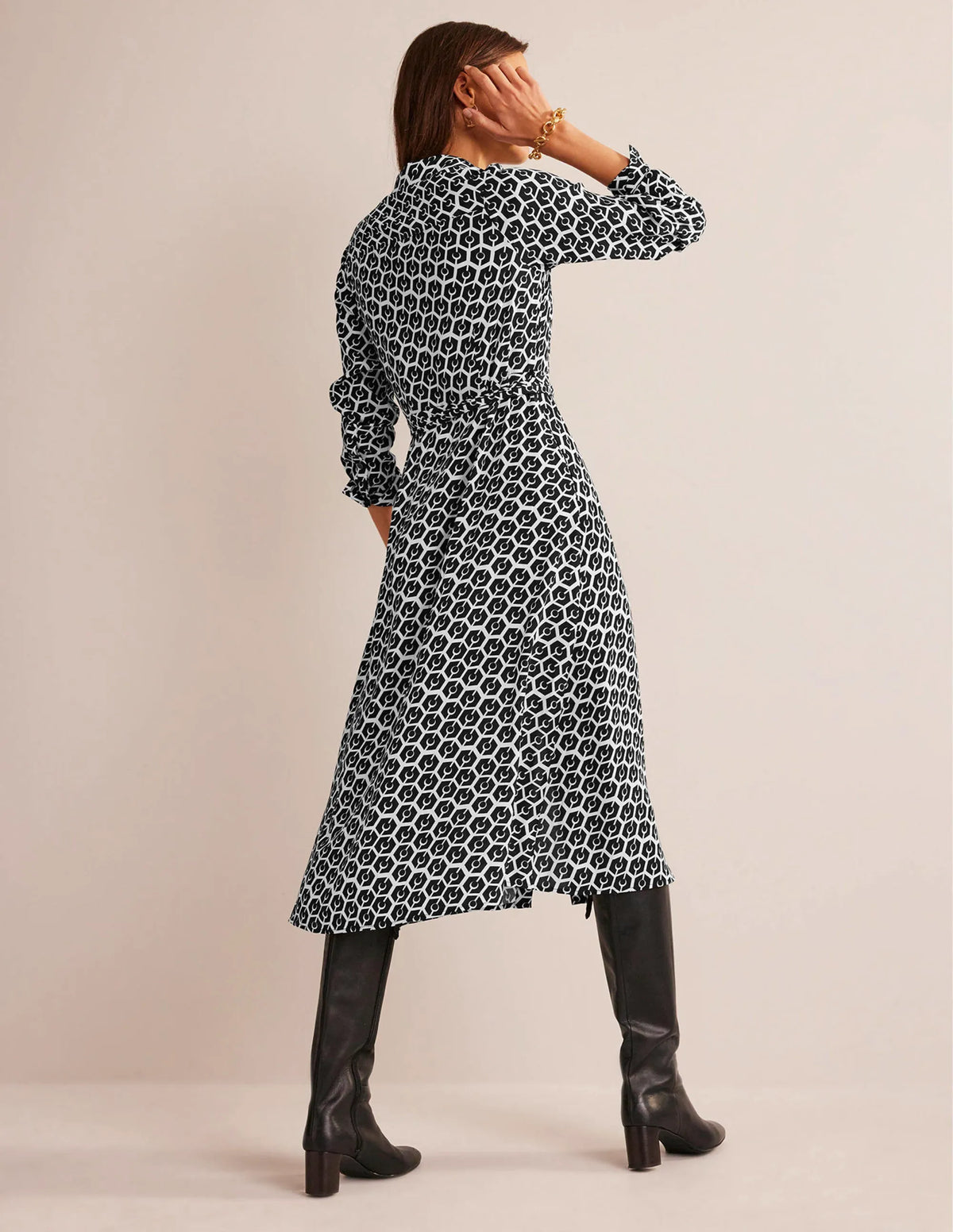 Kate Midi Shirt Dress-Black, Reverie