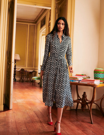 Kate Midi Shirt Dress-Black, Reverie