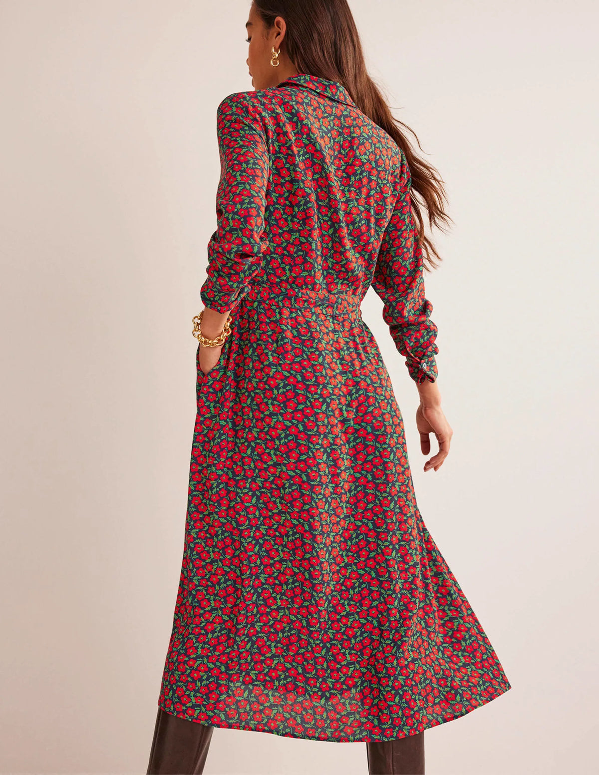 Kate Midi Shirt Dress-Hot Pepper, Petal Pop