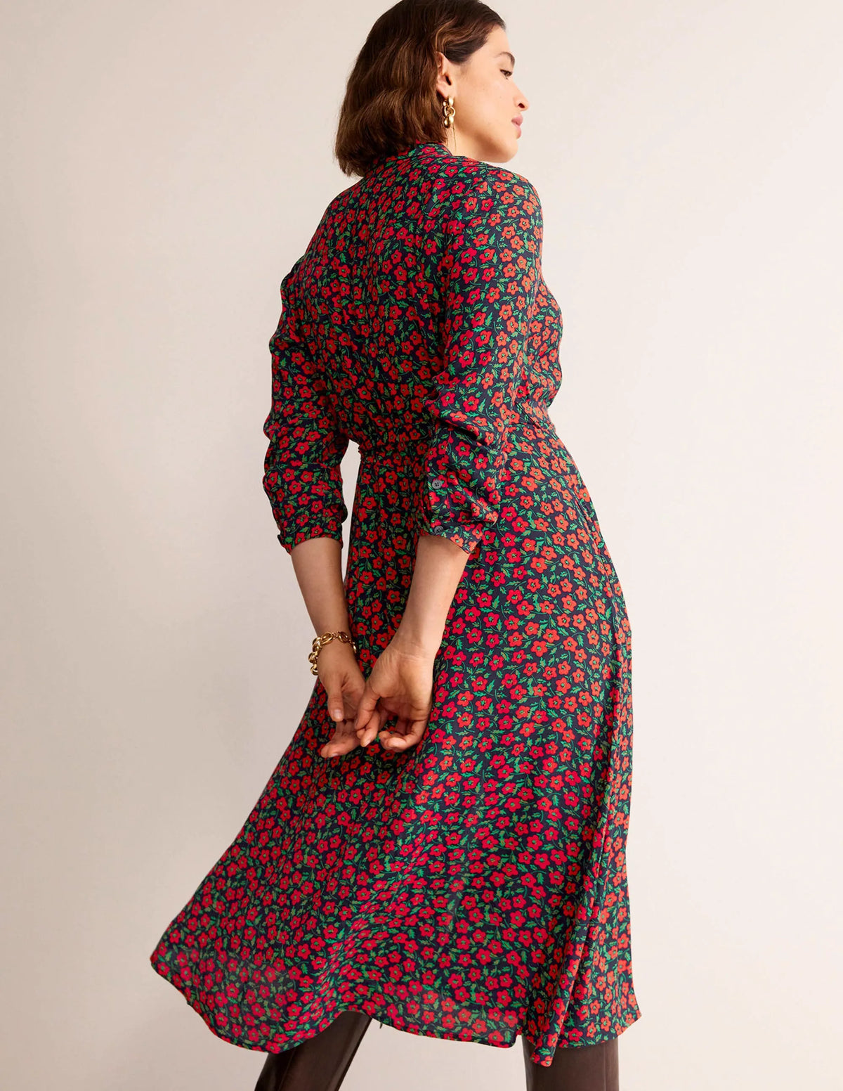 Kate Midi Shirt Dress-Hot Pepper, Petal Pop