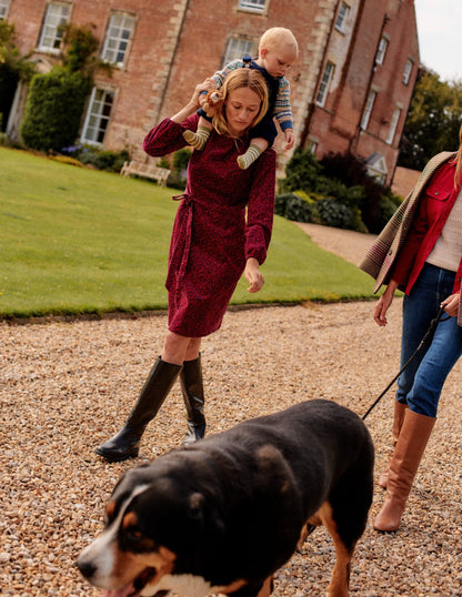 Harriet Cord Dress-Warm Cranberry, Pome Sprig