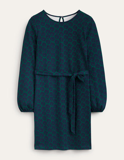 Violet Ponte Shift Dress-Emerald Night, Reverie