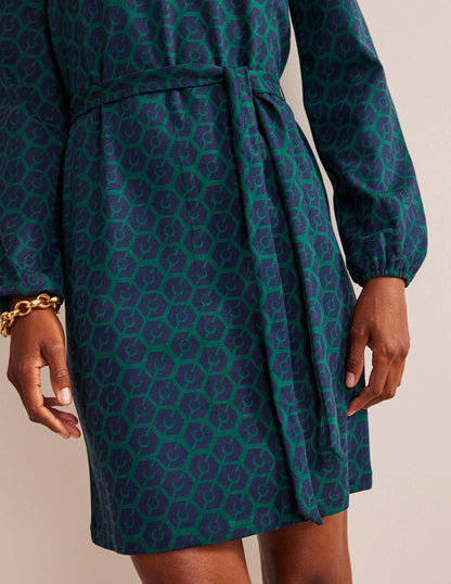 Violet Ponte Shift Dress-Emerald Night, Reverie